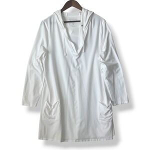 Coolibar Catalina Beach Cover Up Dress XXL White Hooded UPF 50+ Vacation Resort